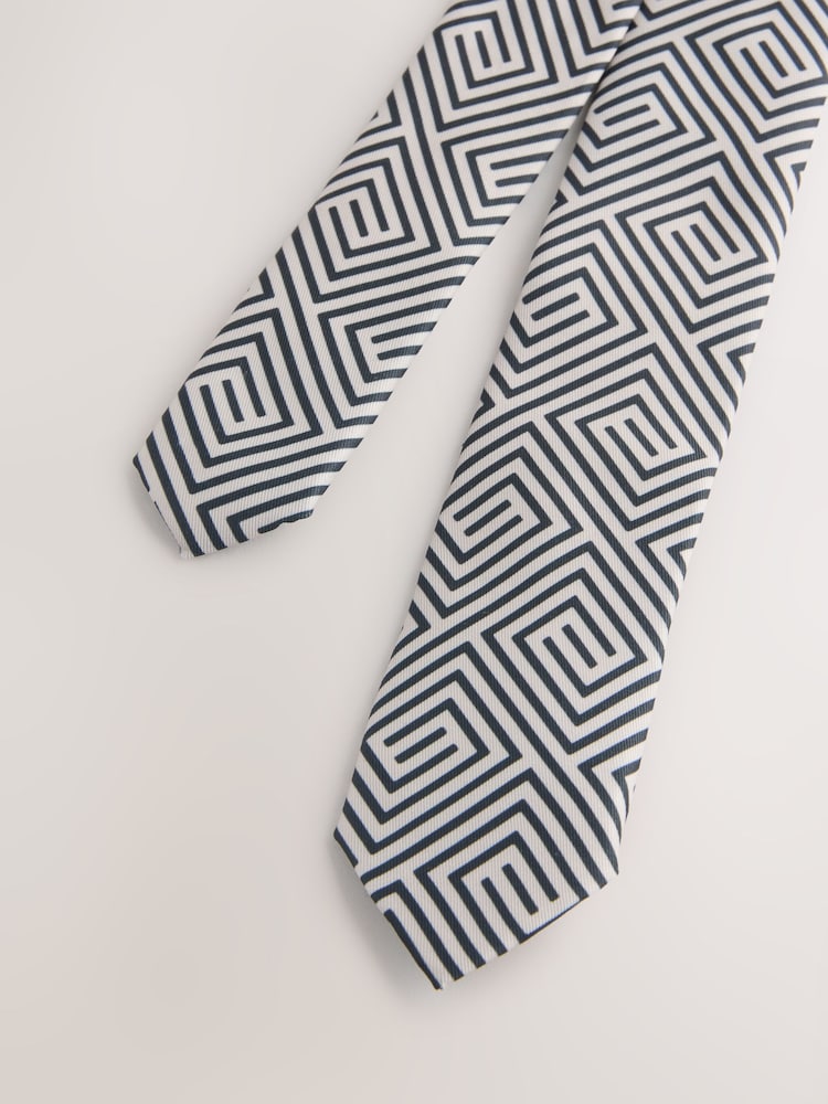 Neutral/Black Geometric Tie (3-16yrs)
