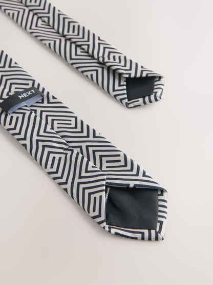 Neutral/Black Geometric Tie (3-16yrs)