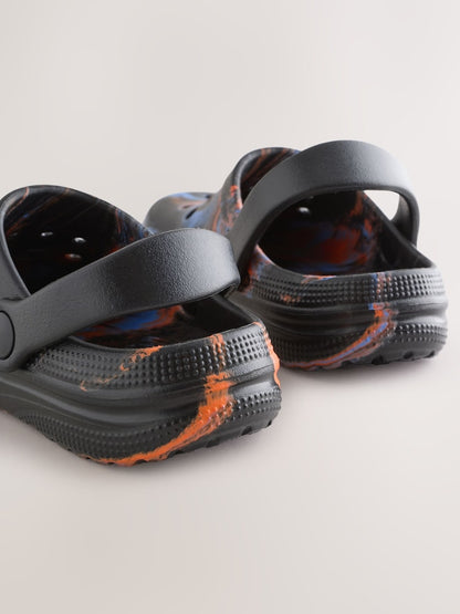 Orange/Black Marble Clogs