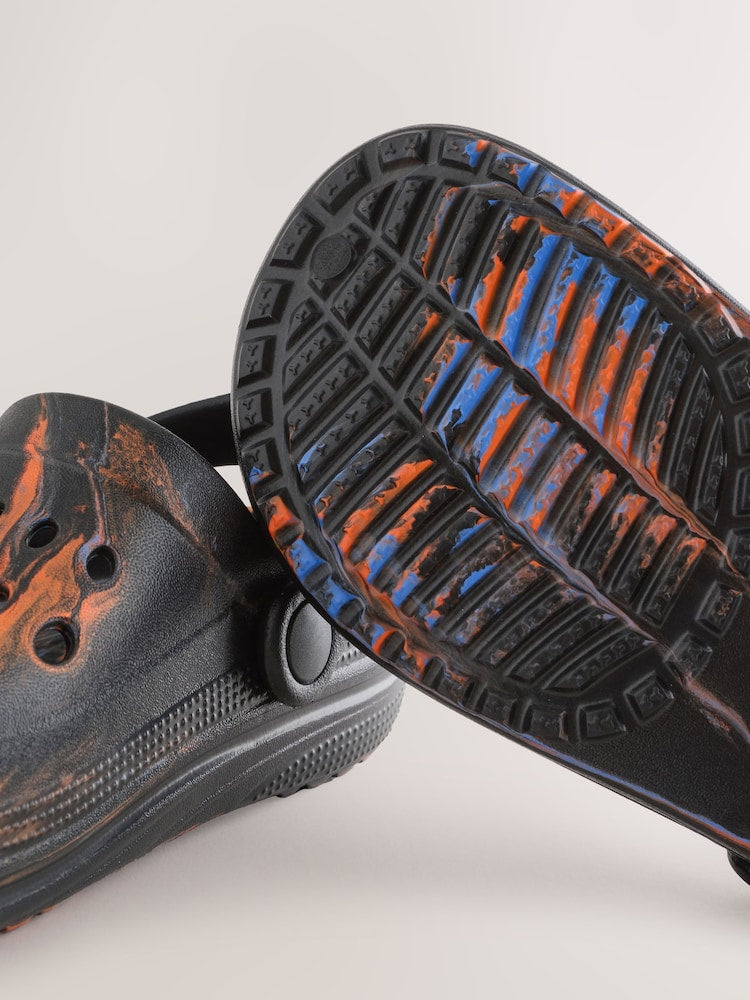 Orange/Black Marble Clogs