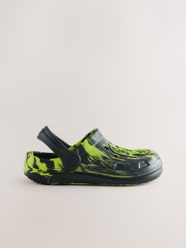 Black/Green Marble Clogs