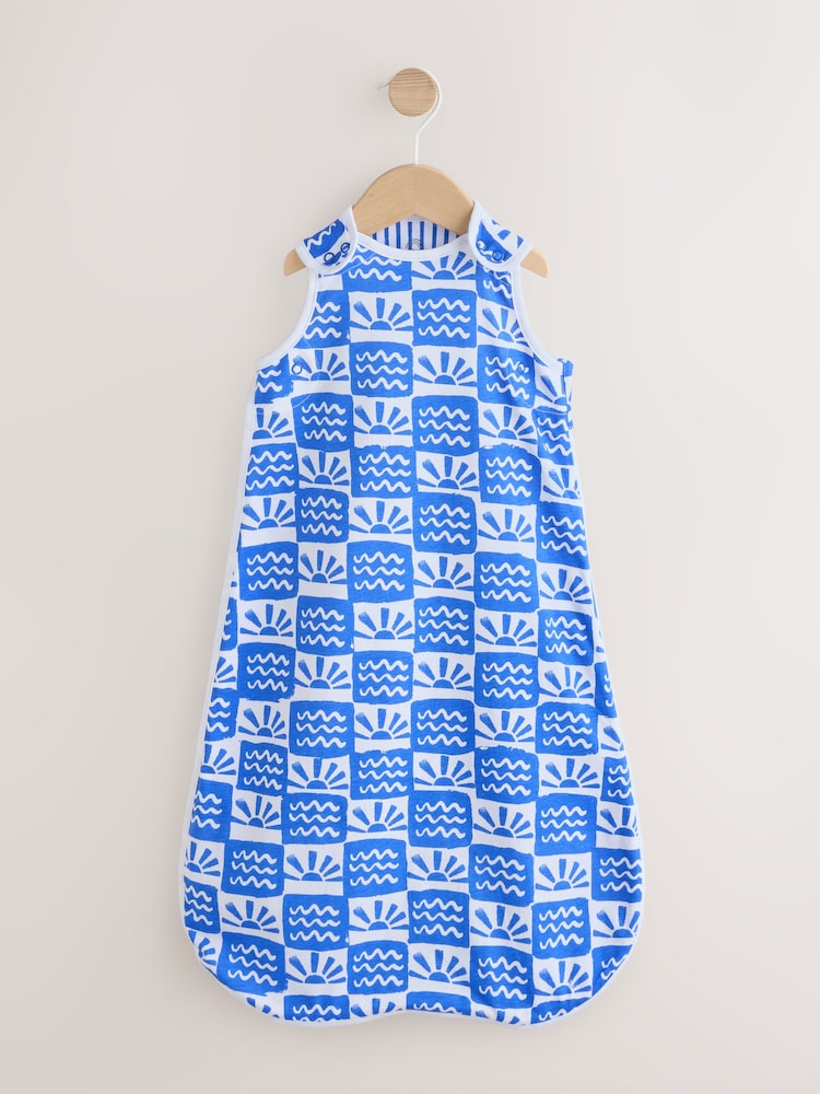 Blue Waves Checkerboard 0.5 Tog Sleeveless Baby Sleep Bag