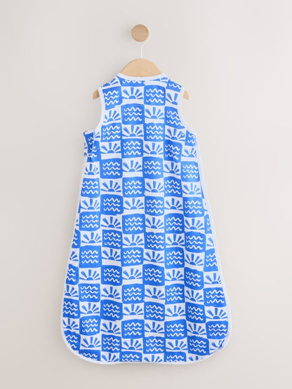 Blue Waves Checkerboard 0.5 Tog Sleeveless Baby Sleep Bag