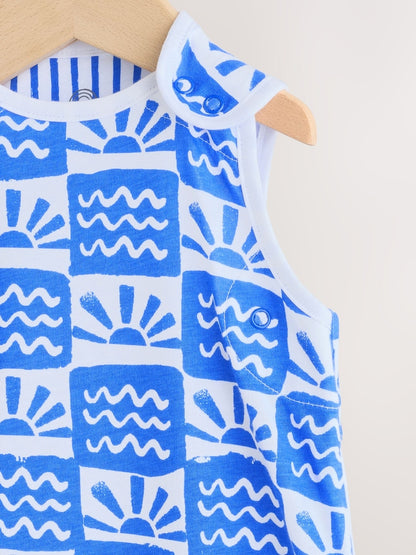 Blue Waves Checkerboard 0.5 Tog Sleeveless Baby Sleep Bag