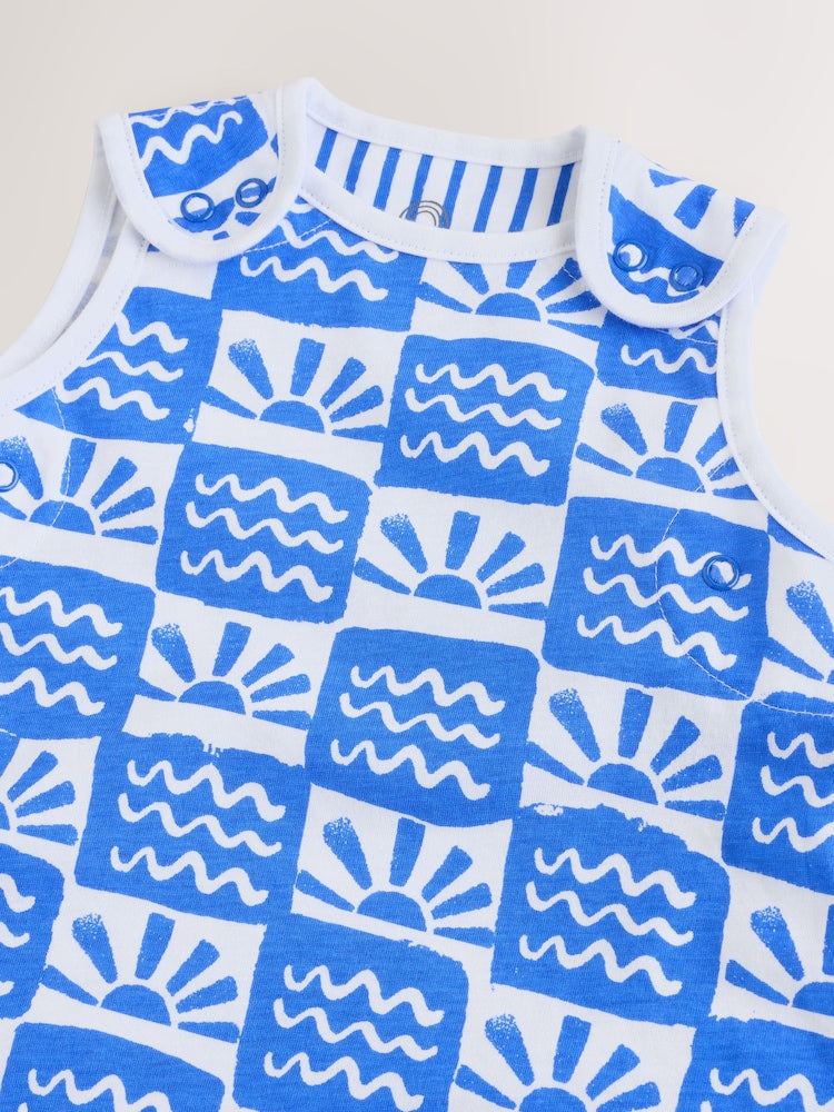 Blue Waves Checkerboard 0.5 Tog Sleeveless Baby Sleep Bag