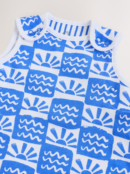 Blue Waves Checkerboard 0.5 Tog Sleeveless Baby Sleep Bag