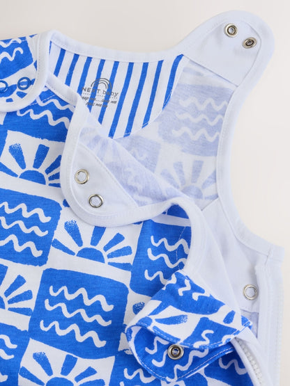 Blue Waves Checkerboard 0.5 Tog Sleeveless Baby Sleep Bag