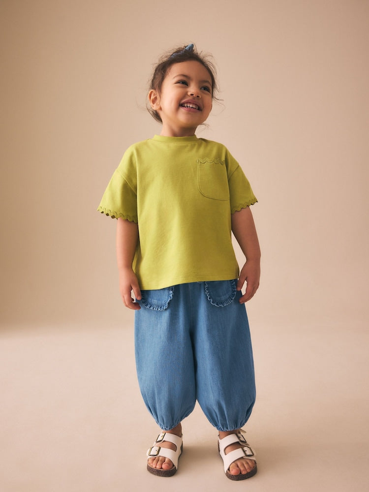 Mid Blue Denim Cuffed Pullon Trousers (3mths-7yrs)
