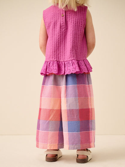 Bright Pink Multi Check Pullon Barrel Trousers (3mths-7yrs) - Size 3-6 Months (62-68cm)