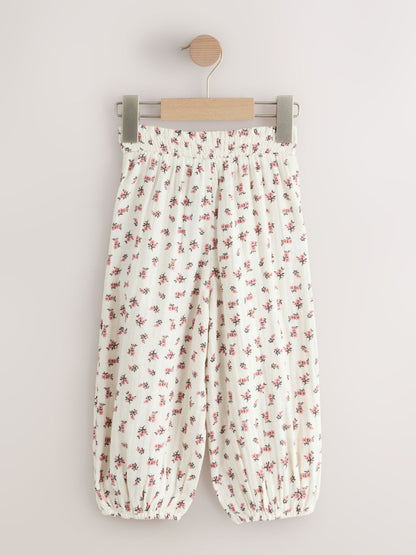 Cream/Pink Floral Ditsy Pull On Trousers (3mths-7yrs) - Size 3-6 Months (62-68cm)