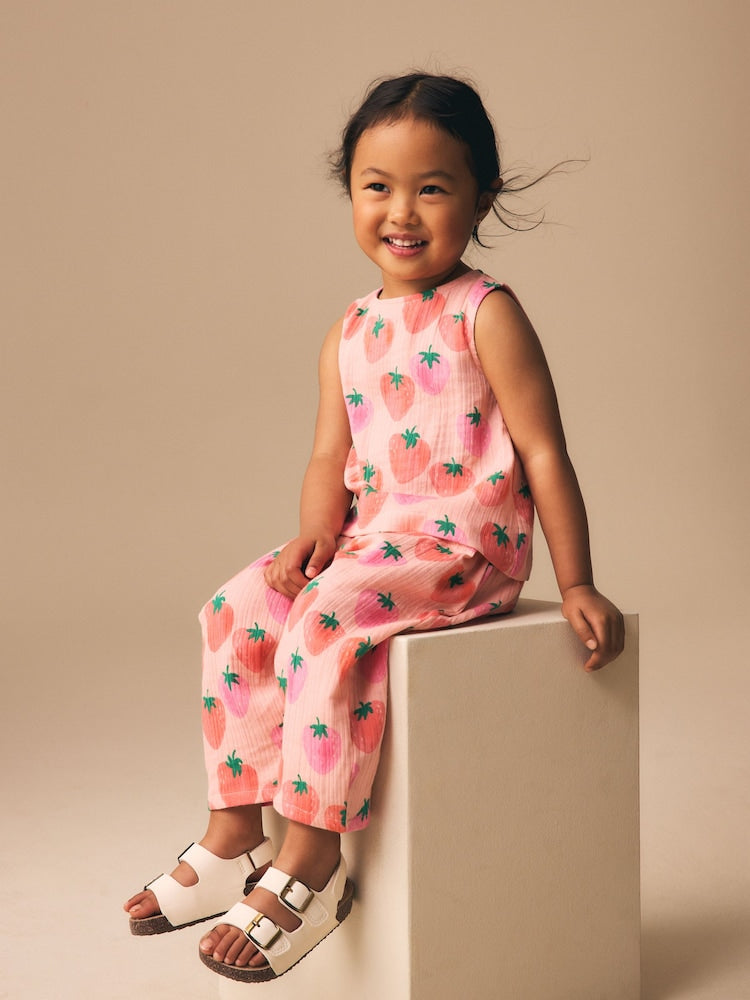 Pink Strawberry Print Top &amp; Trousers Set (3mths-7yrs)