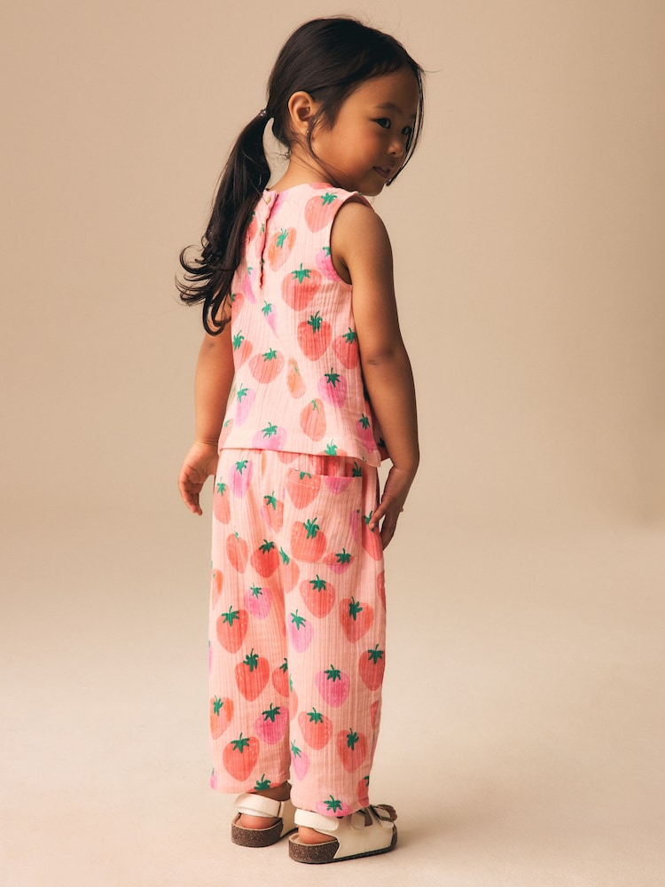 Pink Strawberry Print Top &amp; Trousers Set (3mths-7yrs)