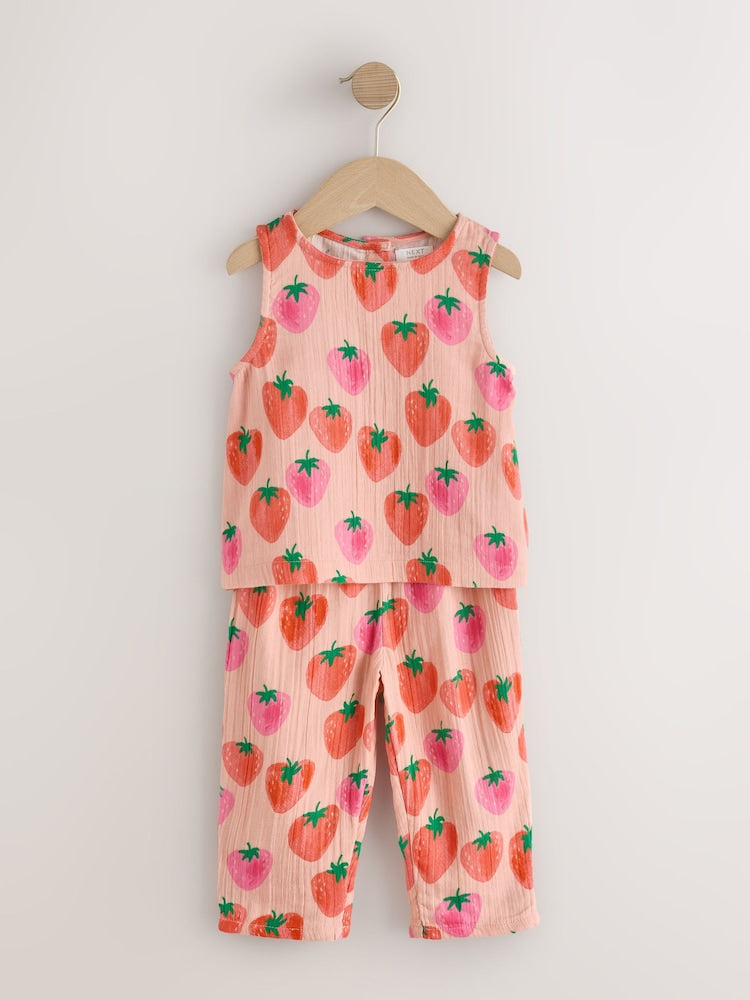 Pink Strawberry Print Top &amp; Trousers Set (3mths-7yrs)
