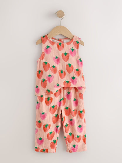 Pink Strawberry Print Top &amp; Trousers Set (3mths-7yrs)