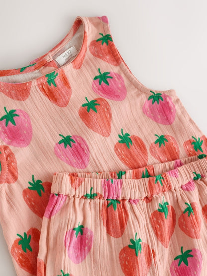 Pink Strawberry Print Top &amp; Trousers Set (3mths-7yrs)