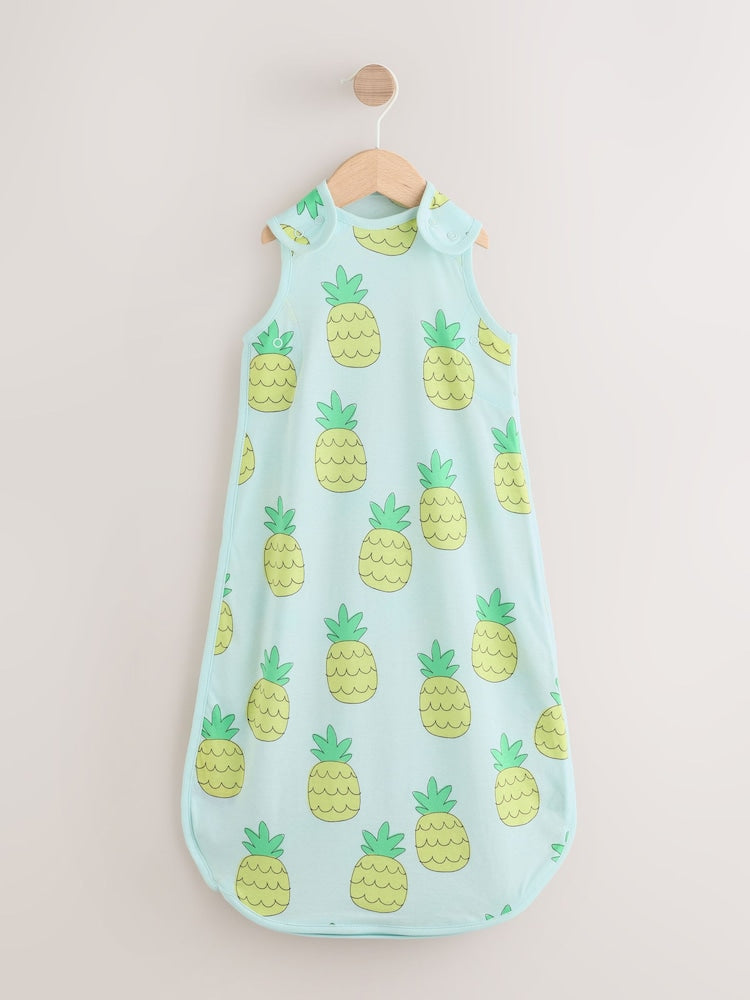 Bright Green Pineapple 0.5 Tog Sleeveless Baby Sleep Bag