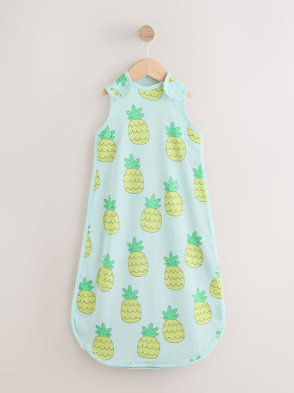 Bright Green Pineapple 0.5 Tog Sleeveless Baby Sleep Bag