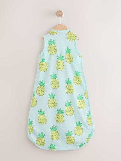 Bright Green Pineapple 0.5 Tog Sleeveless Baby Sleep Bag