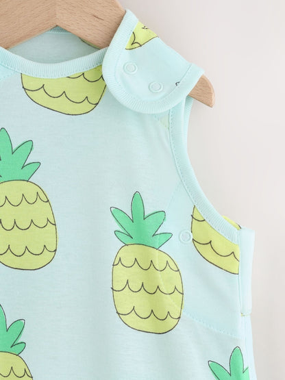 Bright Green Pineapple 0.5 Tog Sleeveless Baby Sleep Bag