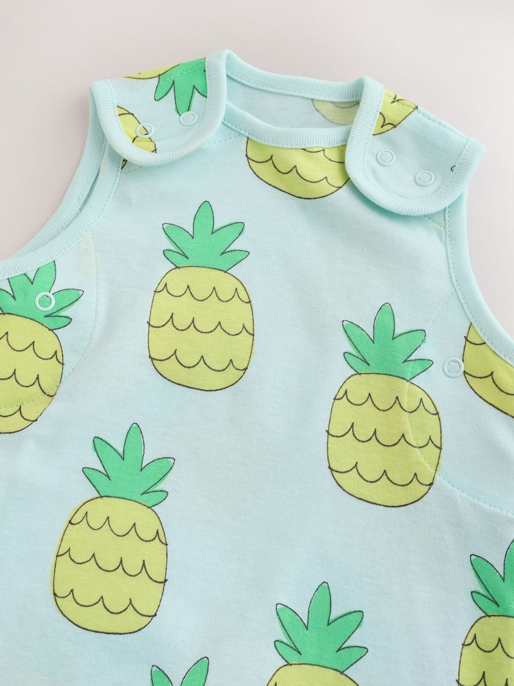 Bright Green Pineapple 0.5 Tog Sleeveless Baby Sleep Bag