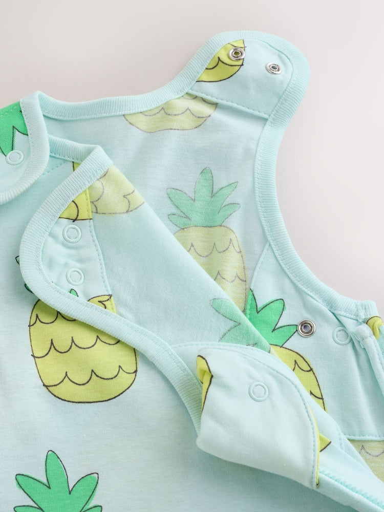 Bright Green Pineapple 0.5 Tog Sleeveless Baby Sleep Bag