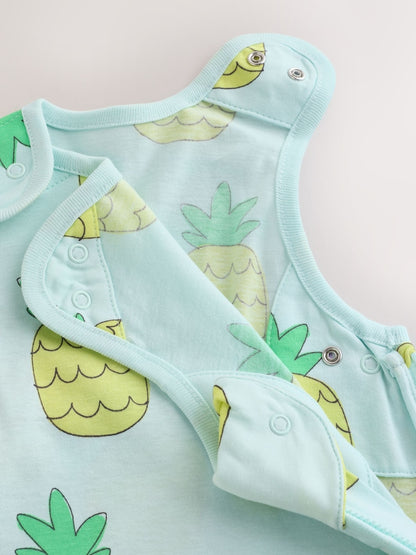 Bright Green Pineapple 0.5 Tog Sleeveless Baby Sleep Bag