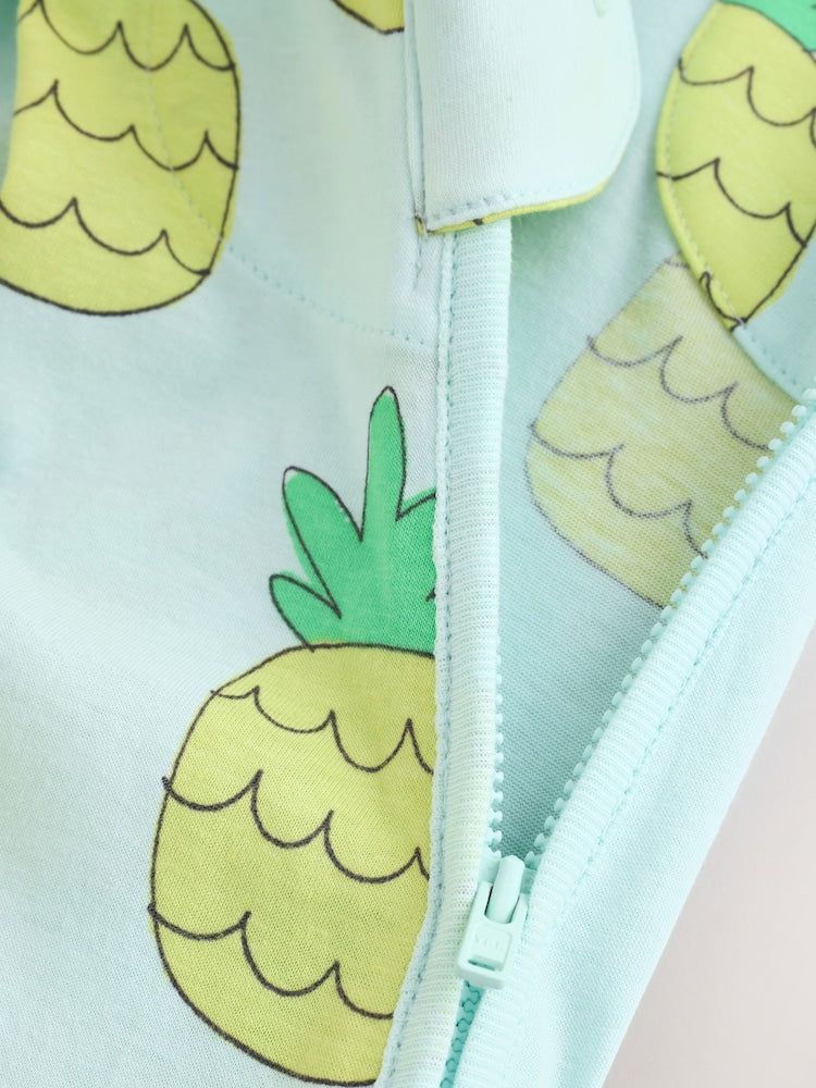 Bright Green Pineapple 0.5 Tog Sleeveless Baby Sleep Bag