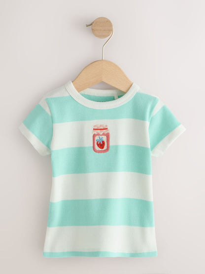 Bright Fruit Ribbed Short Sleeve Tops 5 Pack (3mths-7yrs) - Size 3-6 Months (62-68cm)
