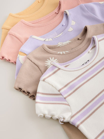 Neutral Short Sleeve T-Shirts 5 Pack (3mths-7yrs)