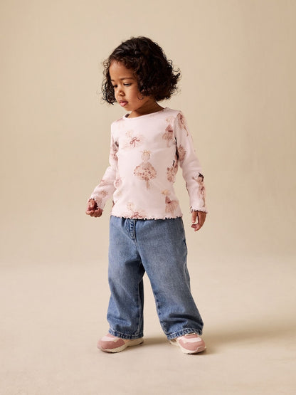Pink Ballerina Rib Long Sleeve Top (3mths-7yrs)