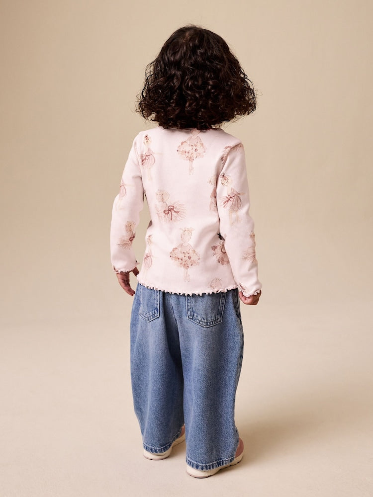 Pink Ballerina Rib Long Sleeve Top (3mths-7yrs)