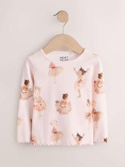 Pink Ballerina Rib Long Sleeve Top (3mths-7yrs)
