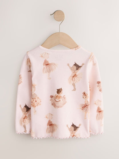 Pink Ballerina Rib Long Sleeve Top (3mths-7yrs)