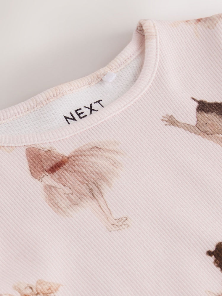 Pink Ballerina Rib Long Sleeve Top (3mths-7yrs)