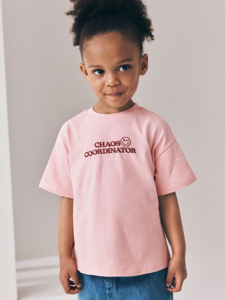Pink Smile Slogan T-Shirt (3mths-7yrs) - Pink / 12-18 Months (80-86cm)