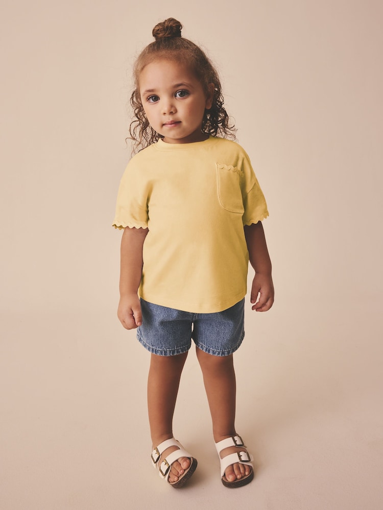 Yellow Short Sleeve Ric Rac Trim T-Shirt (3mths-7yrs)