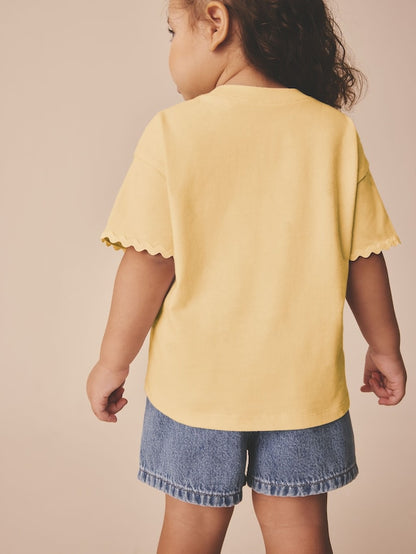 Yellow Short Sleeve Ric Rac Trim T-Shirt (3mths-7yrs) - Size 3-6 Months (62-68cm)