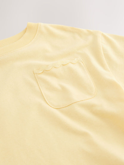 Yellow Short Sleeve Ric Rac Trim T-Shirt (3mths-7yrs) - Size 3-6 Months (62-68cm)