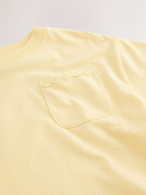 Yellow Short Sleeve Ric Rac Trim T-Shirt (3mths-7yrs) - Size 3-6 Months (62-68cm)
