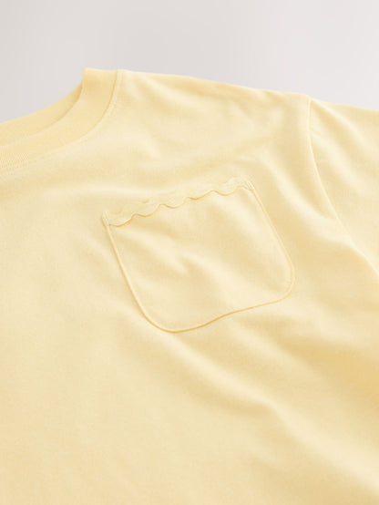 Yellow Short Sleeve Ric Rac Trim T-Shirt (3mths-7yrs) - Size 3-6 Months (62-68cm)