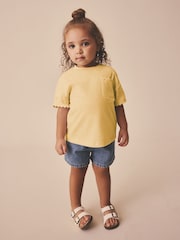 Yellow Short Sleeve Ric Rac Trim T-Shirt (3mths-7yrs) - Size 3-6 Months (62-68cm)