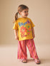 Ochre Yellow Short Sleeve T-Shirt and Wide Leg Trousers Set (3mths-7yrs) - Ochre Yellow / 12-18 Months (80-86cm)