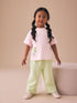 Pink Plants Character Short Sleeve Top and Wide Trousers Set (3mths-7yrs) - Pink Plants Character / 12-18 Months (80-86cm)
