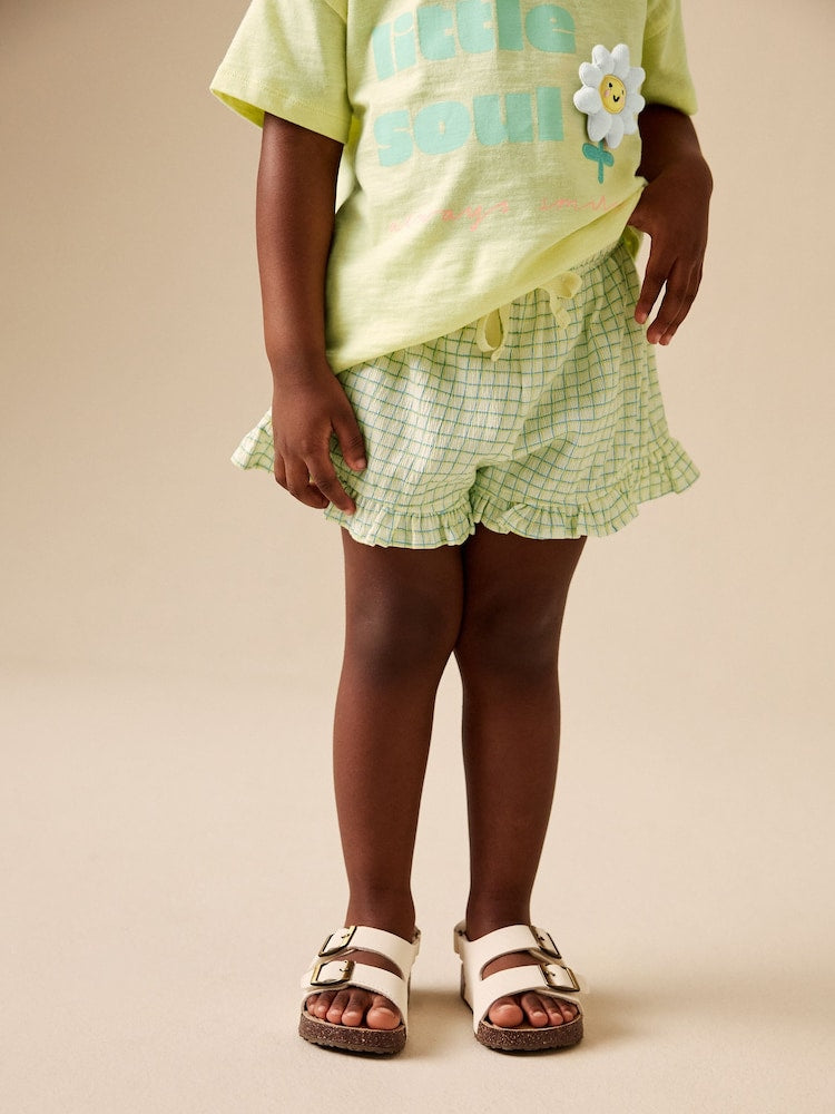 Lime Green Flower Short Sleeve T-Shirt and Shorts Set (3mths-7yrs)