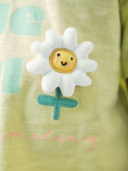 Lime Green Flower Short Sleeve T-Shirt and Shorts Set (3mths-7yrs)