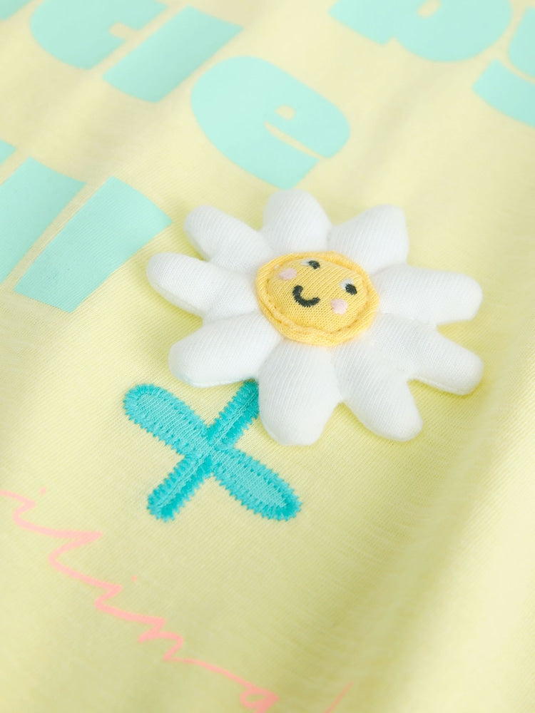 Lime Green Flower Short Sleeve T-Shirt and Shorts Set (3mths-7yrs)