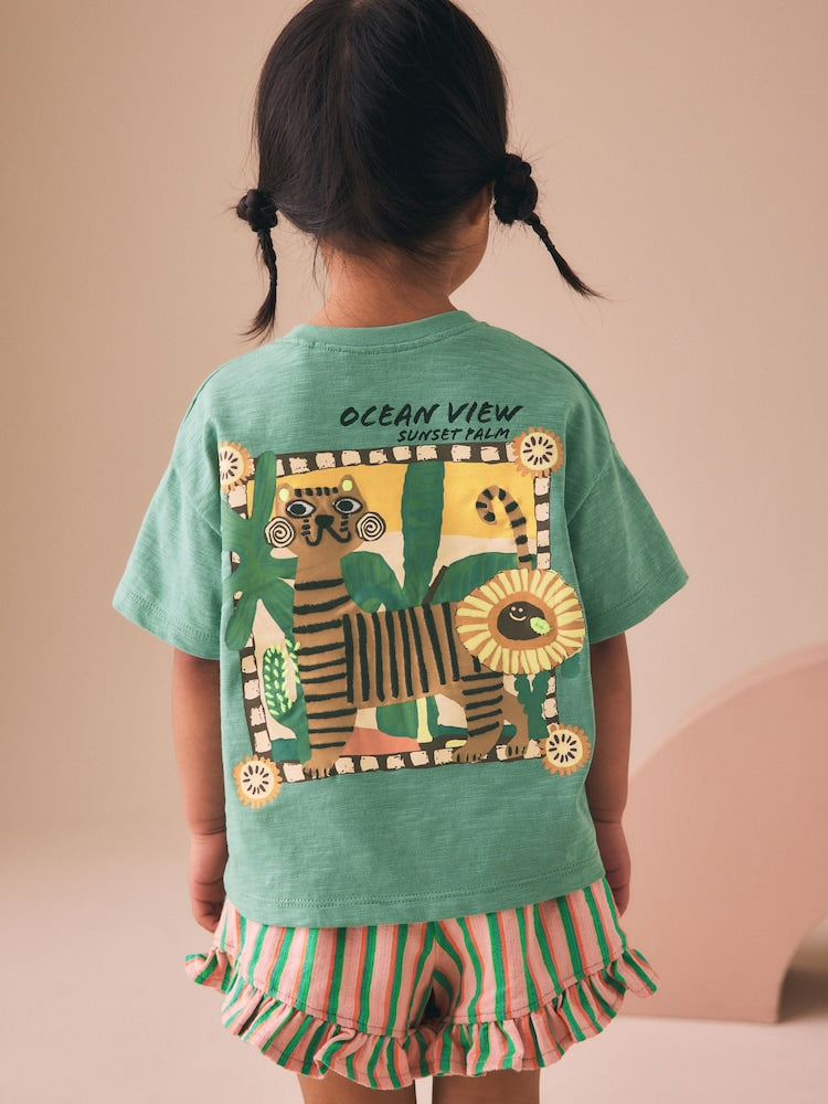 Green Tiger Short Sleeve T-Shirt and Shorts Set (3mths-7yrs)
