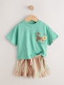 Green Tiger Short Sleeve T-Shirt and Shorts Set (3mths-7yrs) - Size 3-6 Months (62-68cm)