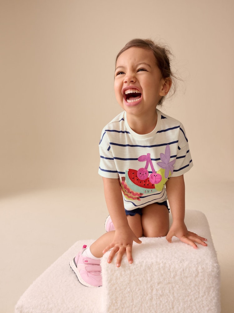 Blue/Ecru Short Sleeve T Shirt and Cycle Shorts Set (3mths-7yrs)