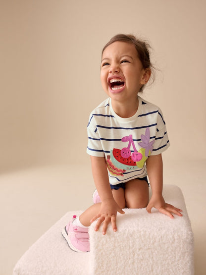 Blue/Ecru Short Sleeve T Shirt and Cycle Shorts Set (3mths-7yrs)